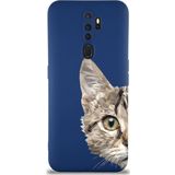 PrintiFy Oppo A9 2020 Uyumlu Lansman Kılıf Catface Tasarımlı İçi Kadife Kapak lacivert