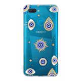 PrintiFy Oppo AX7 ile Uyumlu 1mm Slim Fit Nazar Boncuğu 5 Baskılı Şeffaf Kılıf