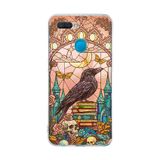 PrintiFy Oppo AX7 ile Uyumlu Vitray Bilge Kuzgun Tasarımlı Şeffaf Silikon Kılıf