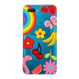 PrintiFy Oppo AX7 ile Uyumlu Water Color 5 Kamera Korumalı Şeffaf Kılıf