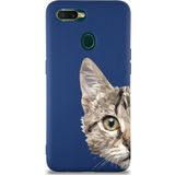 PrintiFy Oppo AX7 Uyumlu Lansman Kılıf Catface Tasarımlı İçi Kadife Kapak lacivert