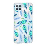 PrintiFy Oppo Reno 4 Lite ile Uyumlu 1mm Slim Fit Nazar Boncuğu 3 Baskılı Şeffaf Kılıf