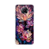 PrintiFy Poco F2 Pro ile Uyumlu Vitray Sessiz Lotus Tasarımlı Şeffaf Silikon Kılıf