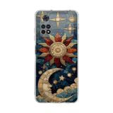 PrintiFy Poco M4 Pro ile Uyumlu Vitray Sol ve Luna Tasarımlı Şeffaf Silikon Kılıf