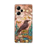 PrintiFy Poco X5 Pro ile Uyumlu Vitray Bilge Kuzgun Tasarımlı Şeffaf Silikon Kılıf