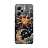 PrintiFy Poco X5 Pro ile Uyumlu Vitray Sol ve Luna Tasarımlı Şeffaf Silikon Kılıf