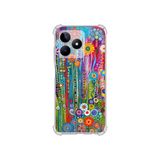 PrintiFy Realme Note 50 ile Uyumlu Düşlerin Dansı serisi Folklorik Bahçe Tasarımlı Uv Baskılı Köşe Korumalı Antişok Kılıf