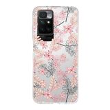 Printify Redmi 10 Uyumlu Kamera Korumalı Kapak Floral Kırmızı Tasarımlı Şeffaf Silikon Kılıf