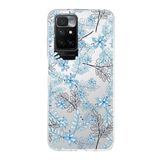 Printify Redmi 10 Uyumlu Kamera Korumalı Kapak Floral Mavi Tasarımlı Şeffaf Silikon Kılıf