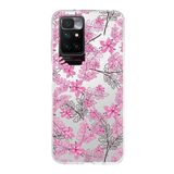Printify Redmi 10 Uyumlu Kamera Korumalı Kapak Floral Pembe Tasarımlı Şeffaf Silikon Kılıf