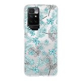 Printify Redmi 10 Uyumlu Kamera Korumalı Kapak Floral Su Yeşili Tasarımlı Şeffaf Silikon Kılıf