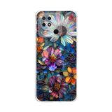 PrintiFy Redmi 10C ile Uyumlu Vitray Mücevher Flora Tasarımlı Şeffaf Silikon Kılıf