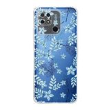 Printify Redmi 10C Kamera Korumalı Kapak Floral Mavi Tasarımlı Şeffaf Kılıf