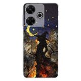 PrintiFy Redmi 13 4G ile Uyumlu Vitray Cadı Saati Tasarımlı Şeffaf Silikon Kılıf