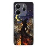 PrintiFy Redmi Note 14 5G ile Uyumlu Vitray Cadı Saati Tasarımlı Şeffaf Silikon Kılıf