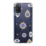 PrintiFy Samsung Galaxy A02s ile Uyumlu 1mm Slim Fit Nazar Boncuğu 5 Baskılı Şeffaf Kılıf