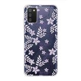 PrintiFy Samsung Galaxy A02s ile Uyumlu Kapak Floral Lila Tasarımlı 1mm Fit Şeffaf Silikon Kılıf