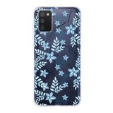 PrintiFy Samsung Galaxy A02s ile Uyumlu Kapak Floral Mavi Tasarımlı 1mm Fit Şeffaf Silikon Kılıf