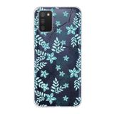 PrintiFy Samsung Galaxy A02s ile Uyumlu Kapak Floral Su Yeşili Tasarımlı 1mm Fit Şeffaf Silikon Kılıf