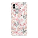 PrintiFy Samsung Galaxy A04 ile Uyumlu Kapak Floral Kırmızı Tasarımlı 1mm Fit Şeffaf Silikon Kılıf
