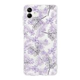 PrintiFy Samsung Galaxy A04 ile Uyumlu Kapak Floral Lila Tasarımlı 1mm Fit Şeffaf Silikon Kılıf
