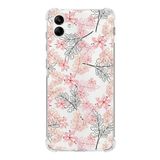 Printify Samsung Galaxy A04 Köşe Korumalı Antişok Kapak Floral Kırmızı Tasarımlı Şeffaf Kılıf