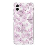 Printify Samsung Galaxy A04 Köşe Korumalı Antişok Kapak Floral Pudra Tasarımlı Şeffaf Kılıf