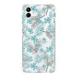 Printify Samsung Galaxy A04 Köşe Korumalı Antişok Kapak Floral Su Yeşili Tasarımlı Şeffaf Kılıf