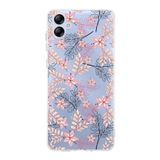Printify Samsung Galaxy A04E Kamera Korumalı Kapak Floral Kırmızı Tasarımlı Şeffaf Kılıf