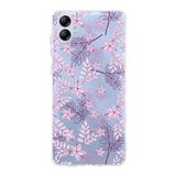 Printify Samsung Galaxy A04E Kamera Korumalı Kapak Floral Pudra Tasarımlı Şeffaf Kılıf