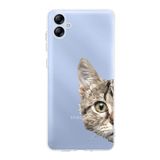 Printify Samsung Galaxy A04e Uyumlu Kamera Korumalı Kapak Catface Tasarımlı Şeffaf Kılıf