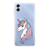Printify Samsung Galaxy A04e Uyumlu Kamera Korumalı Kapak Unicorn Tasarımlı Şeffaf Kılıf