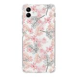 Printify Samsung Galaxy A04E Uyumlu Köşe Korumalı Antişok Kapak Floral Kırmızı Tasarımlı Şeffaf Kılıf