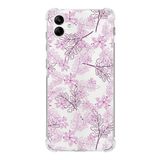 Printify Samsung Galaxy A04E Uyumlu Köşe Korumalı Antişok Kapak Floral Pudra Tasarımlı Şeffaf Kılıf