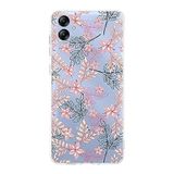 PrintiFy Samsung Galaxy A04S ile Uyumlu Kapak Floral Kırmızı Tasarımlı 1mm Fit Şeffaf Silikon Kılıf