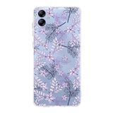 PrintiFy Samsung Galaxy A04S ile Uyumlu Kapak Floral Lila Tasarımlı 1mm Fit Şeffaf Silikon Kılıf