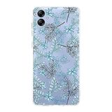 PrintiFy Samsung Galaxy A04S ile Uyumlu Kapak Floral Mavi Tasarımlı 1mm Fit Şeffaf Silikon Kılıf