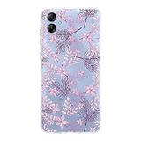 PrintiFy Samsung Galaxy A04S ile Uyumlu Kapak Floral Pudra Tasarımlı 1mm Fit Şeffaf Silikon Kılıf
