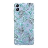 PrintiFy Samsung Galaxy A04S ile Uyumlu Kapak Floral Su Yeşili Tasarımlı 1mm Fit Şeffaf Silikon Kılıf