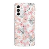 Printify Samsung Galaxy A04S Kamera Korumalı Kapak Floral Kırmızı Tasarımlı Şeffaf Kılıf
