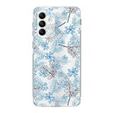 Printify Samsung Galaxy A04S Kamera Korumalı Kapak Floral Mavi Tasarımlı Şeffaf Kılıf