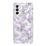 Printify Samsung Galaxy A04S Köşe Korumalı Antişok Kapak Floral Lila Tasarımlı Şeffaf Kılıf
