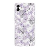 Printify Samsung Galaxy A05 Kamera Korumalı Kapak Floral Lila Tasarımlı Şeffaf Kılıf