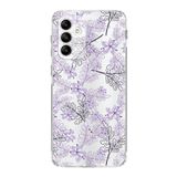 Printify Samsung Galaxy A05s Kamera Korumalı Kapak Floral Lila Tasarımlı Şeffaf Kılıf