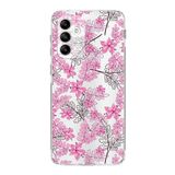 Printify Samsung Galaxy A05s Kamera Korumalı Kapak Floral Pembe Tasarımlı Şeffaf Kılıf