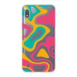 PrintiFy Samsung Galaxy A10 ile Uyumlu Kapak Renkli Desen B Turuncu Tasarımlı 1mm Fit Şeffaf Silikon Kılıf