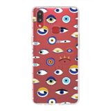 PrintiFy Samsung Galaxy A10s ile Uyumlu 1mm Slim Fit Nazar Boncuğu 2 Baskılı Şeffaf Kılıf