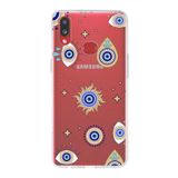 PrintiFy Samsung Galaxy A10s ile Uyumlu 1mm Slim Fit Nazar Boncuğu 5 Baskılı Şeffaf Kılıf