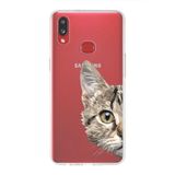 PrintiFy Samsung Galaxy A10s ile Uyumlu Kapak Catface Tasarımlı 1mm Fit Şeffaf Silikon Kılıf