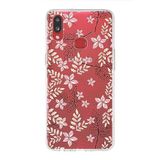 PrintiFy Samsung Galaxy A10s ile Uyumlu Kapak Floral Kırmızı Tasarımlı 1mm Fit Şeffaf Silikon Kılıf